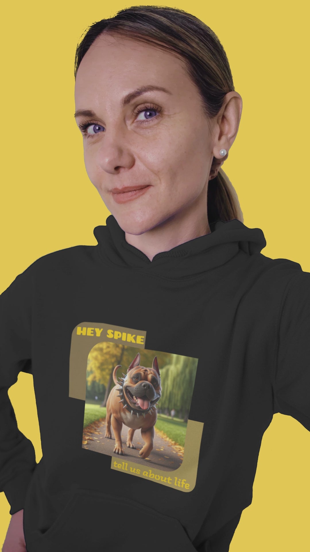 Unisex Hoodie with Spike the bulldog who knows about life