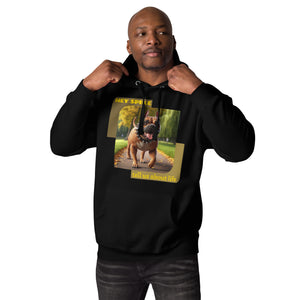 Unisex Hoodie with Spike the bulldog who knows about life