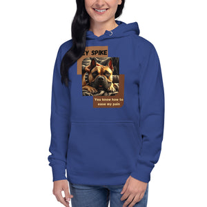 Spike the bulldog laying on your lap easing your pain hoodie