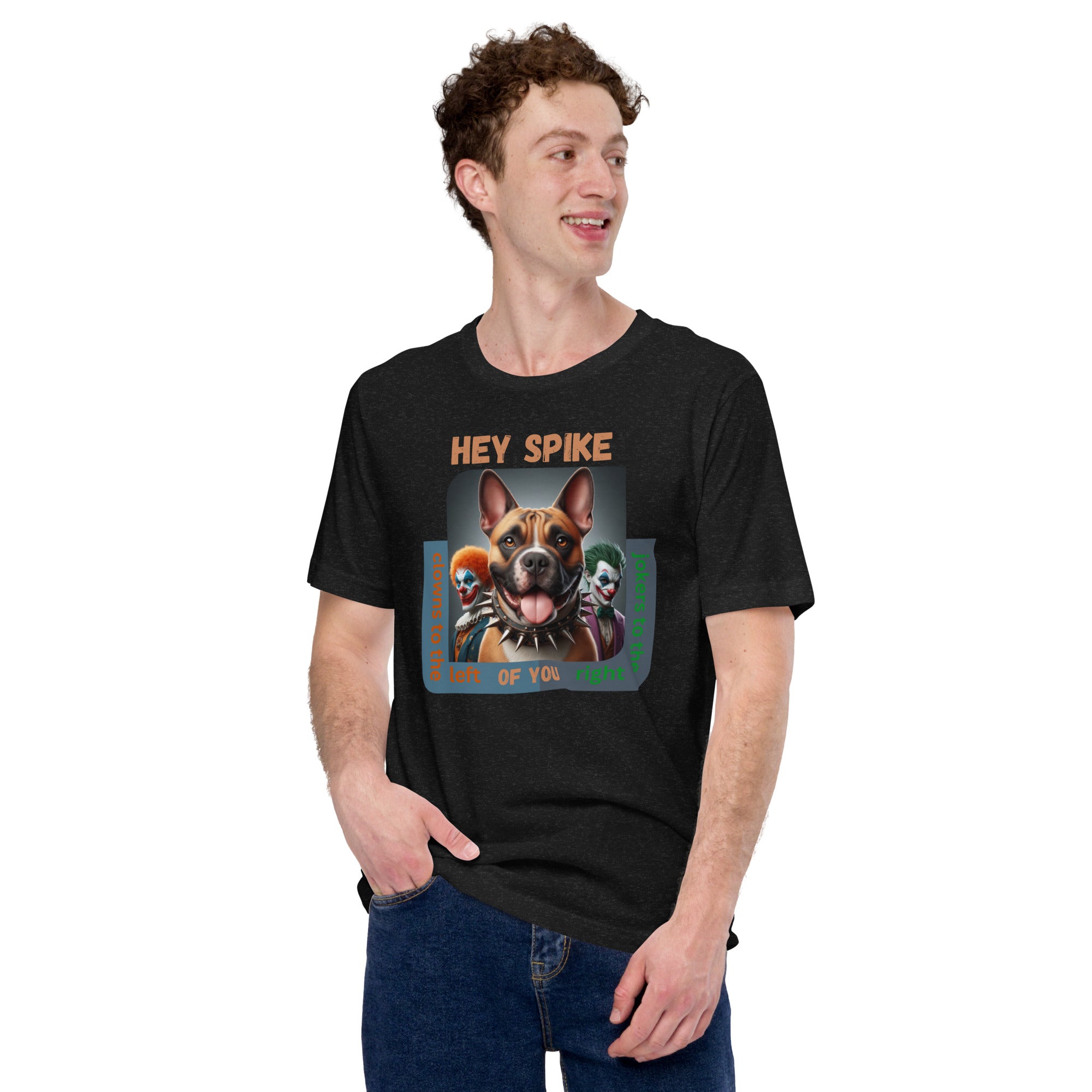 Hey Spike tee with clowns and jokers